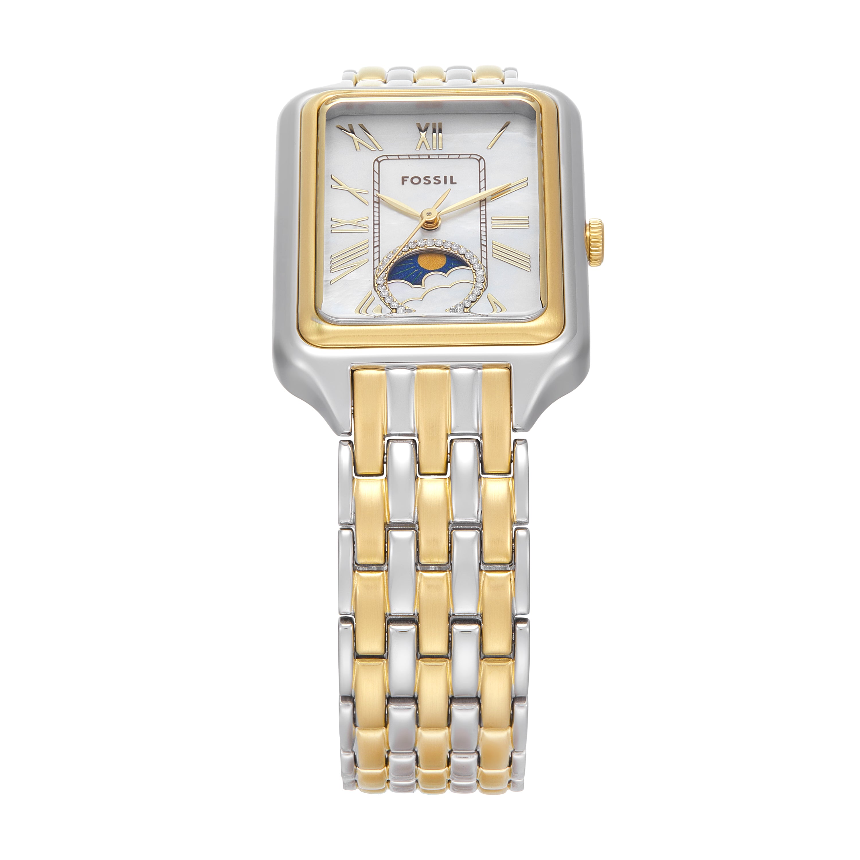 Fossil Raquel Sun Moon Multifunction Two-Tone Stainless Steel Watch ES5399