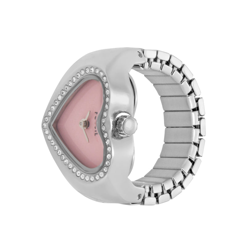 Fossil Two-Hand Silver Stainless Steel Ring Watch ES5408