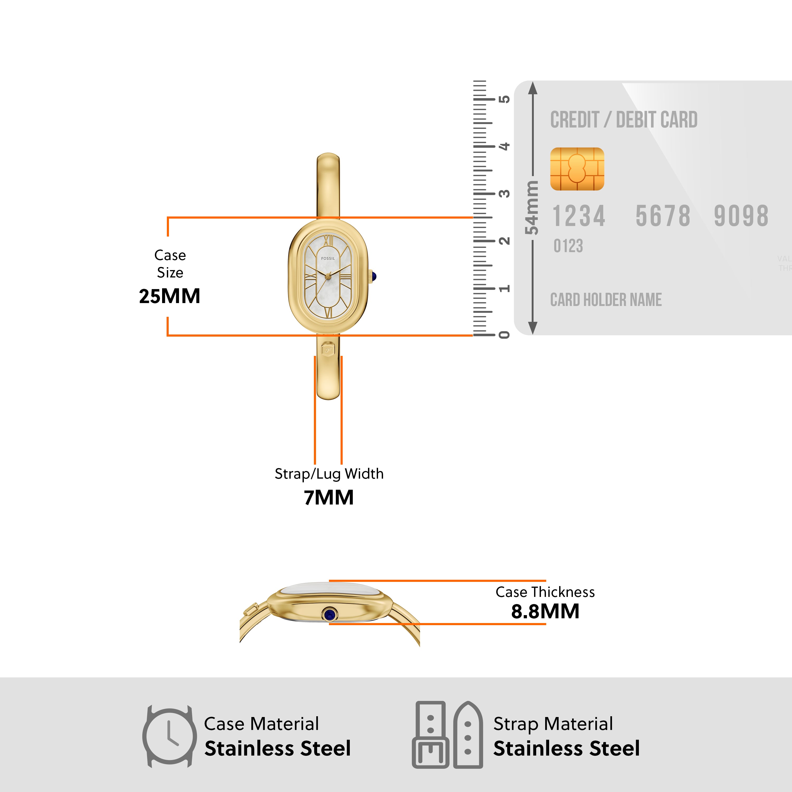 Fossil Sloan Three Hand Gold Stainless Steel Watch ES5444