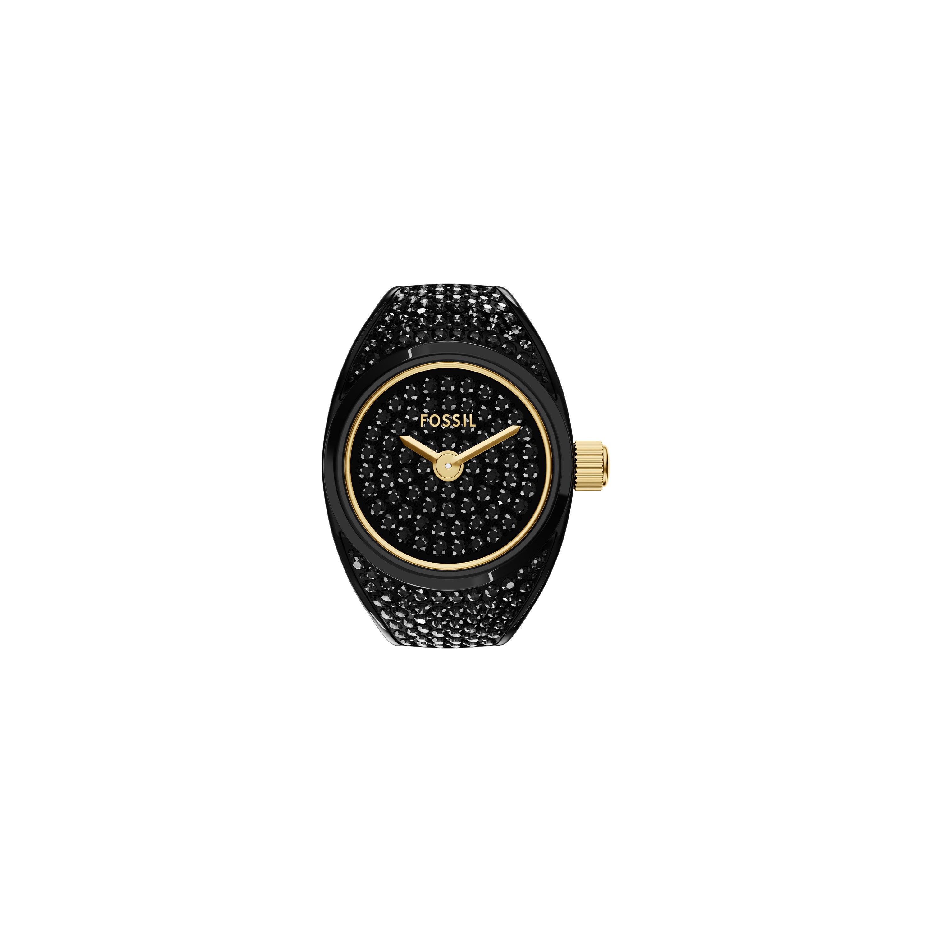 Fossil Black Pave Dial Adjustable Watch Sleek Edition