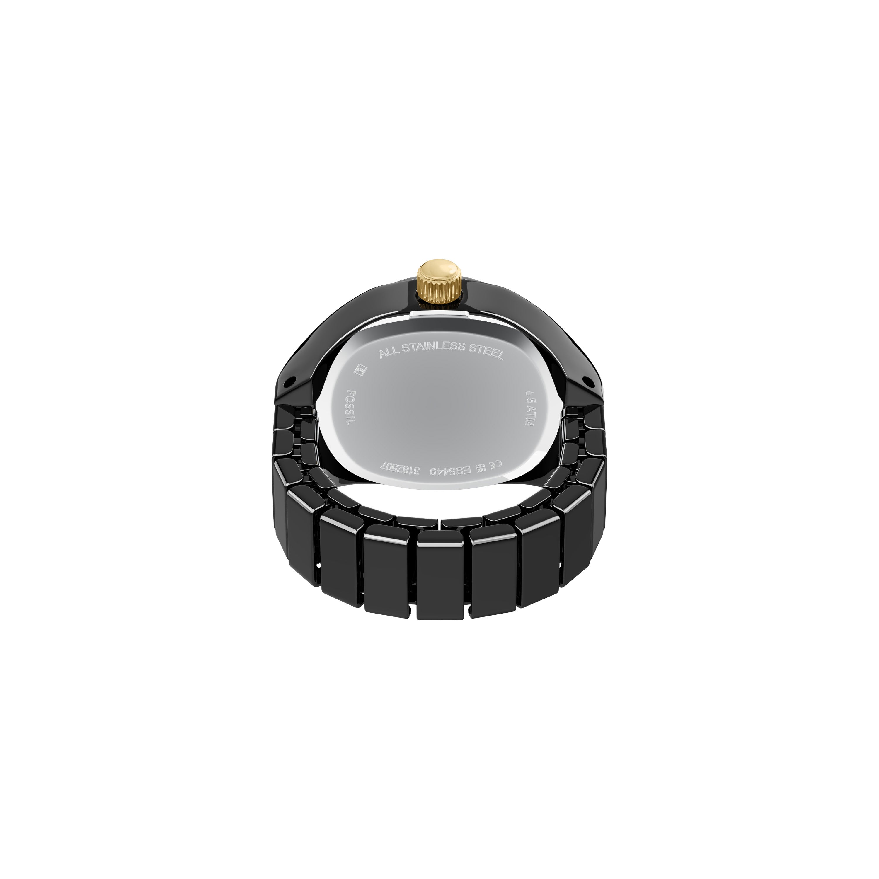 Fossil Black Pave Dial Adjustable Watch Sleek Edition
