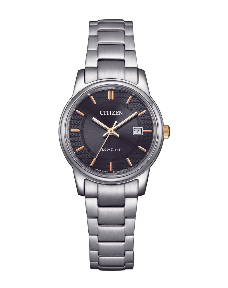 Citizen Eco-Drive Black Dial Stainless Steel Watch EW2317-76E