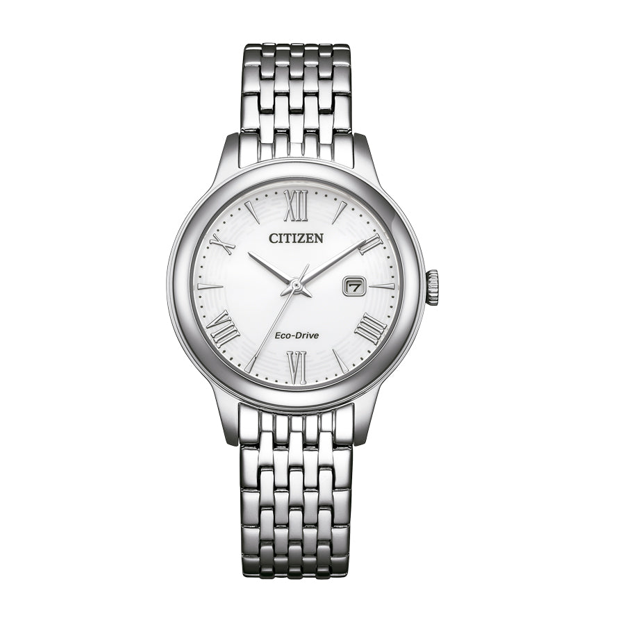 Citizen Lady Dress EW2621-59A white dial silver stainless steel front view