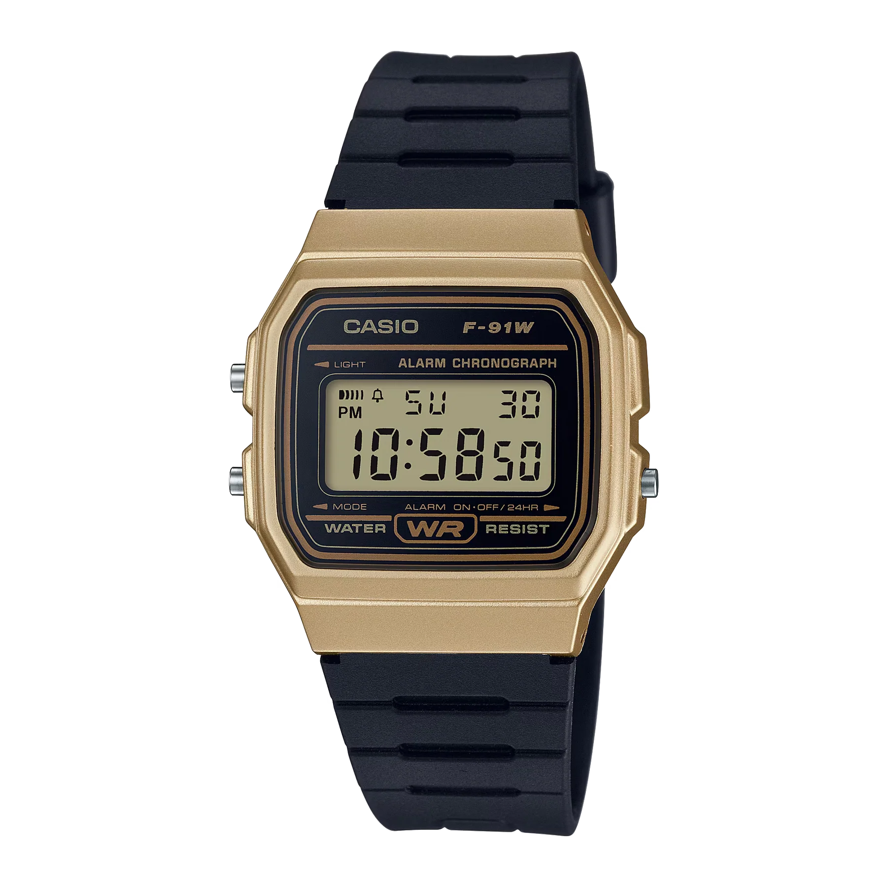 Casio Classic Gold and Black Resin Band Digital Watch F91WM-9A