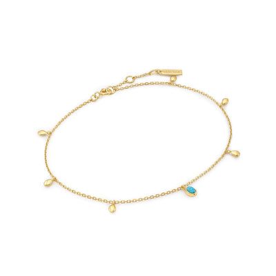Ania Haie Gold Turquoise Drop Pendant Anklet F044-01G