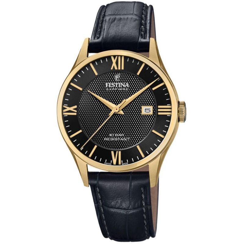 Festina Swiss Gold Case Black Watch F20010-4