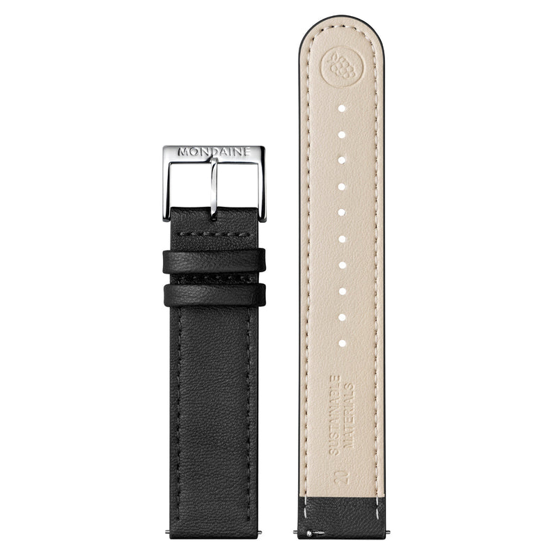 Mondaine Doppio Solar Black Leather Watch MLE.41920.LBV