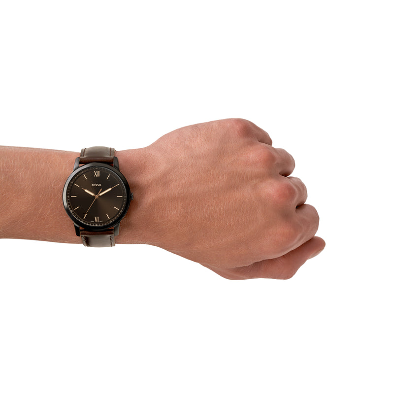 Sophisticated Fossil FS5551 Minimalist Brown Leather Watch