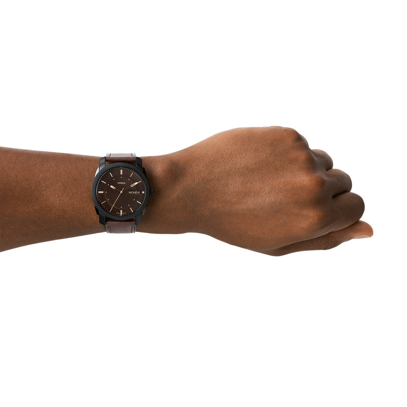 Timeless Elegance: Fossil Machine Brown Leather Date Watch FS5901