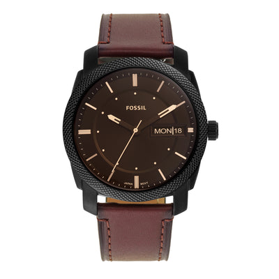 Timeless Elegance Fossil Machine Brown Leather Date Watch FS5901 Watch Direct