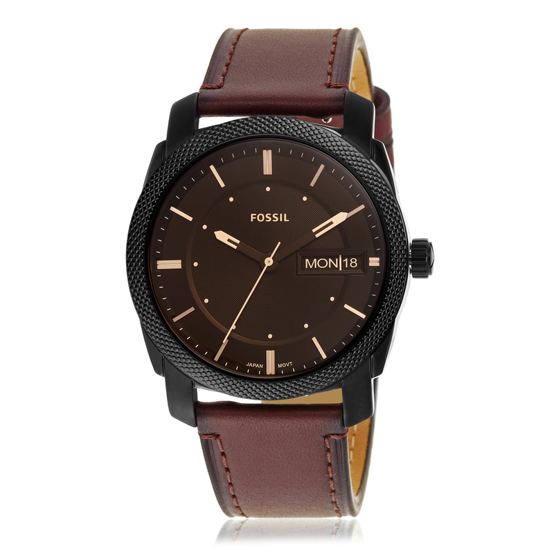 Timeless Elegance: Fossil Machine Brown Leather Date Watch FS5901