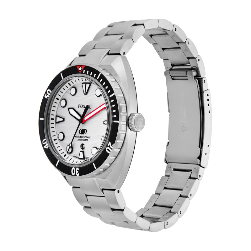 Elegant Fossil Breaker Stainless Steel Date Watch FS6063