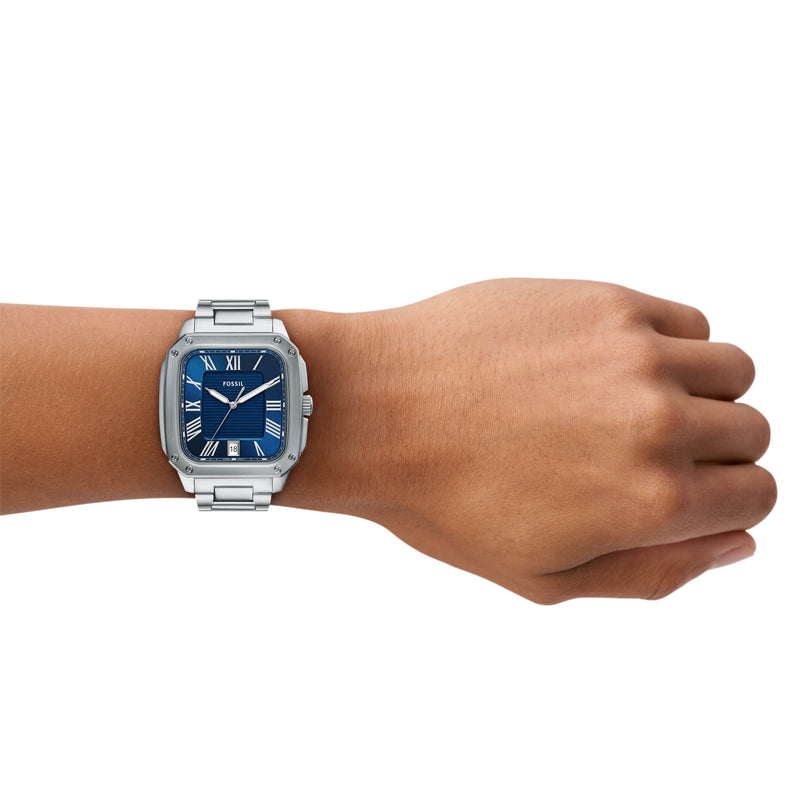 Fossil Crosby Three-Hand Blue Dial Stainless Steel Watch FS6121