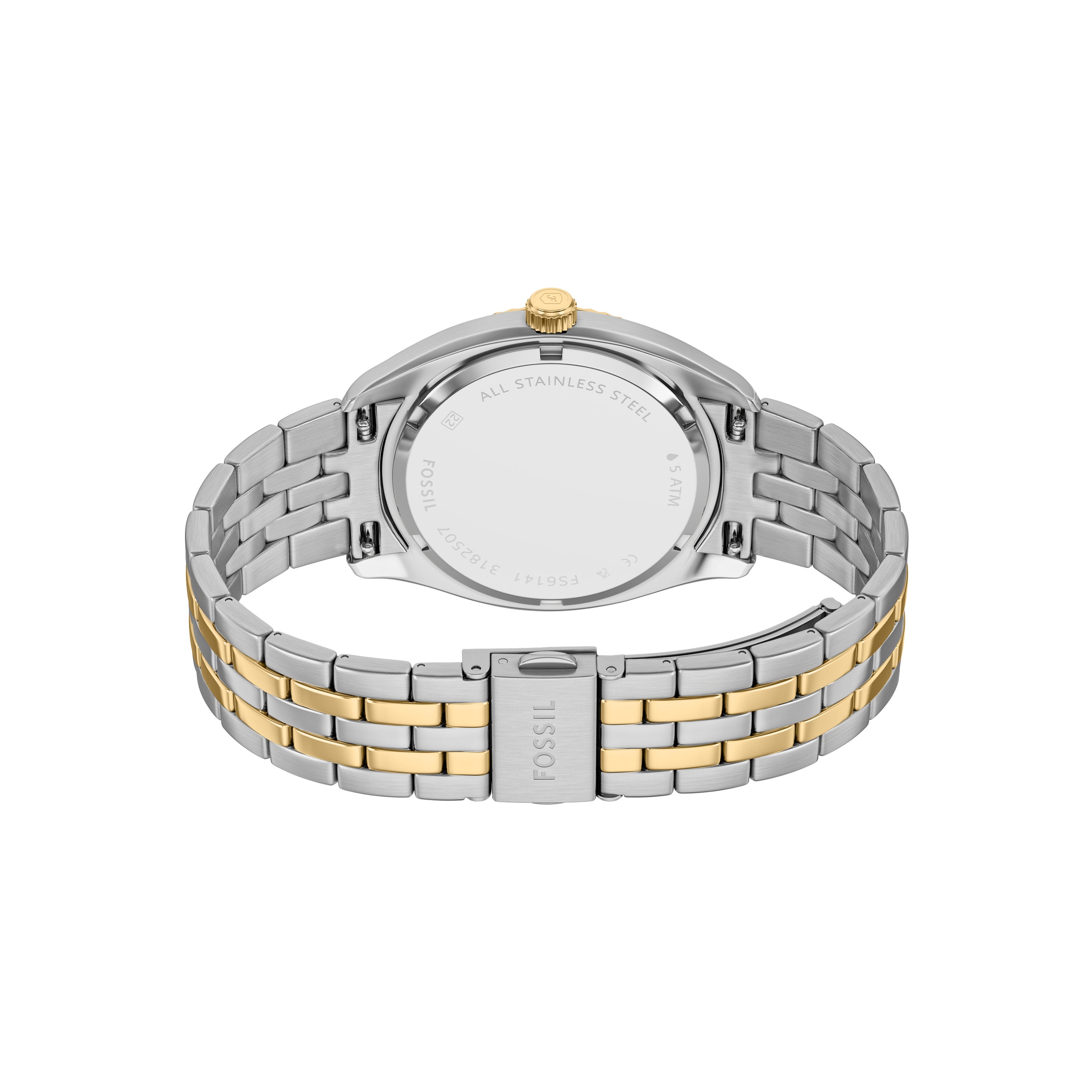 Fossil Three Hand Two Tone Stainless Steel Blue Dial Watch FS6141