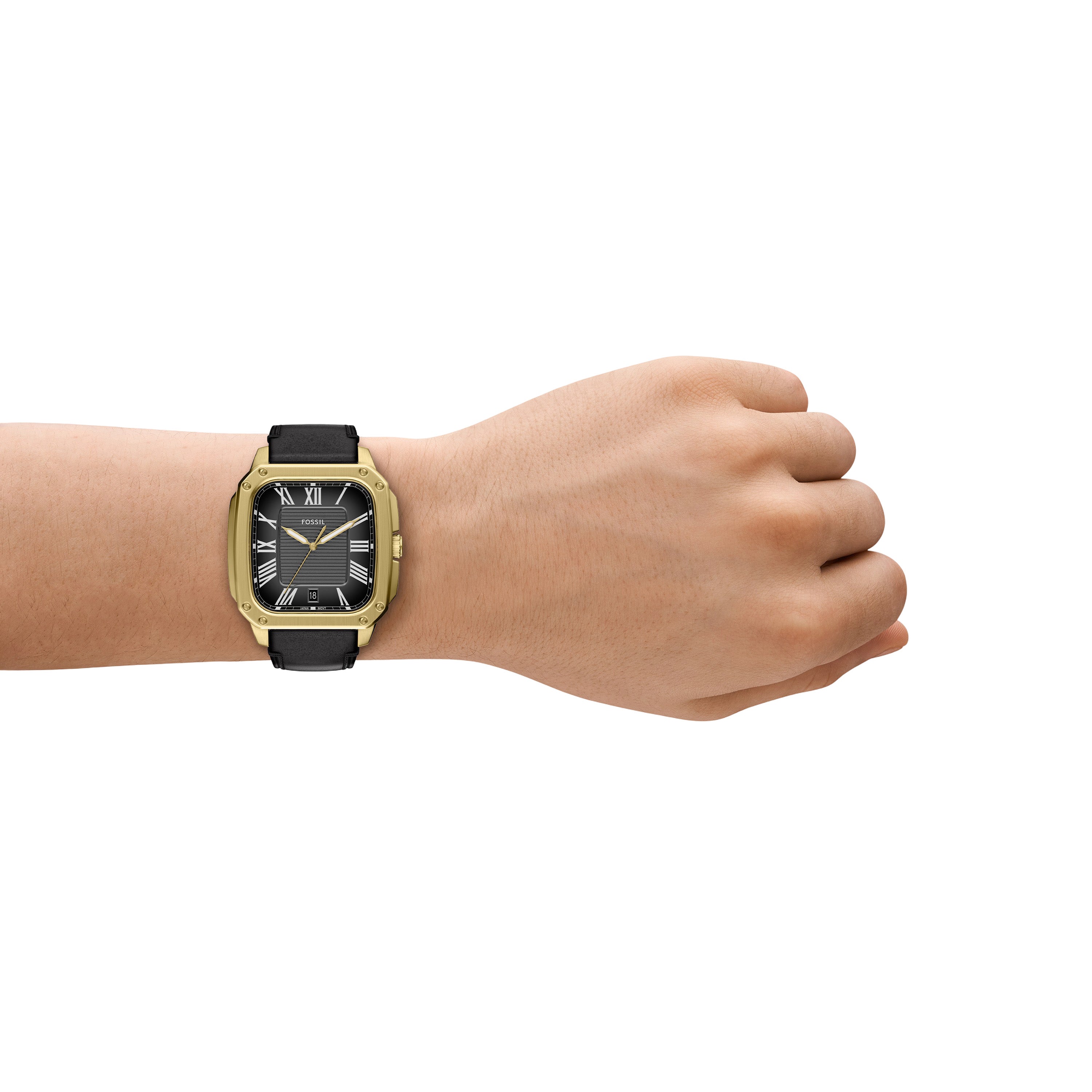 Fossil Crosby Three Hand Black Leather Watch FS6151