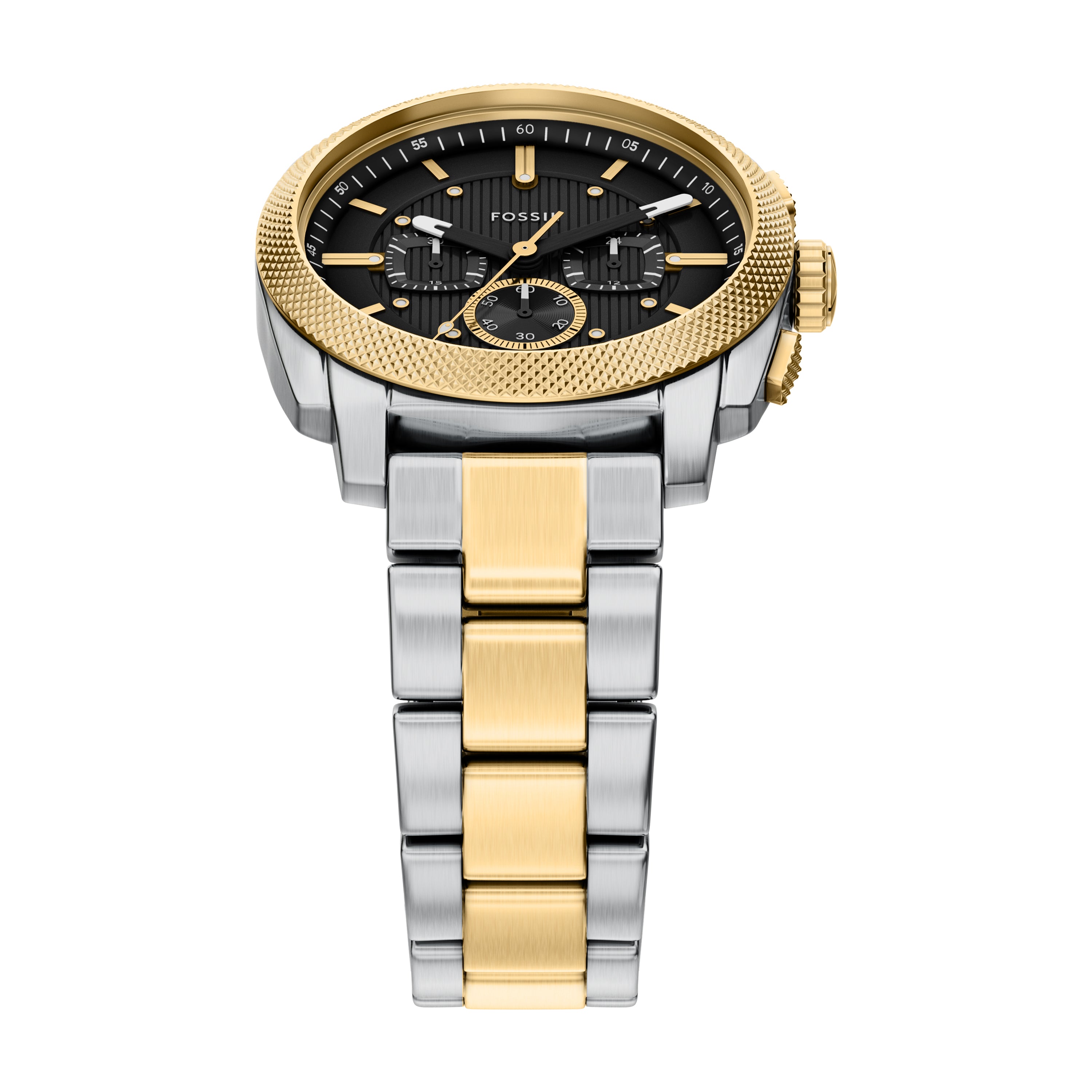 Fossil Machine Black Dial Black Two Toned Stainless Steel Watch FS6159