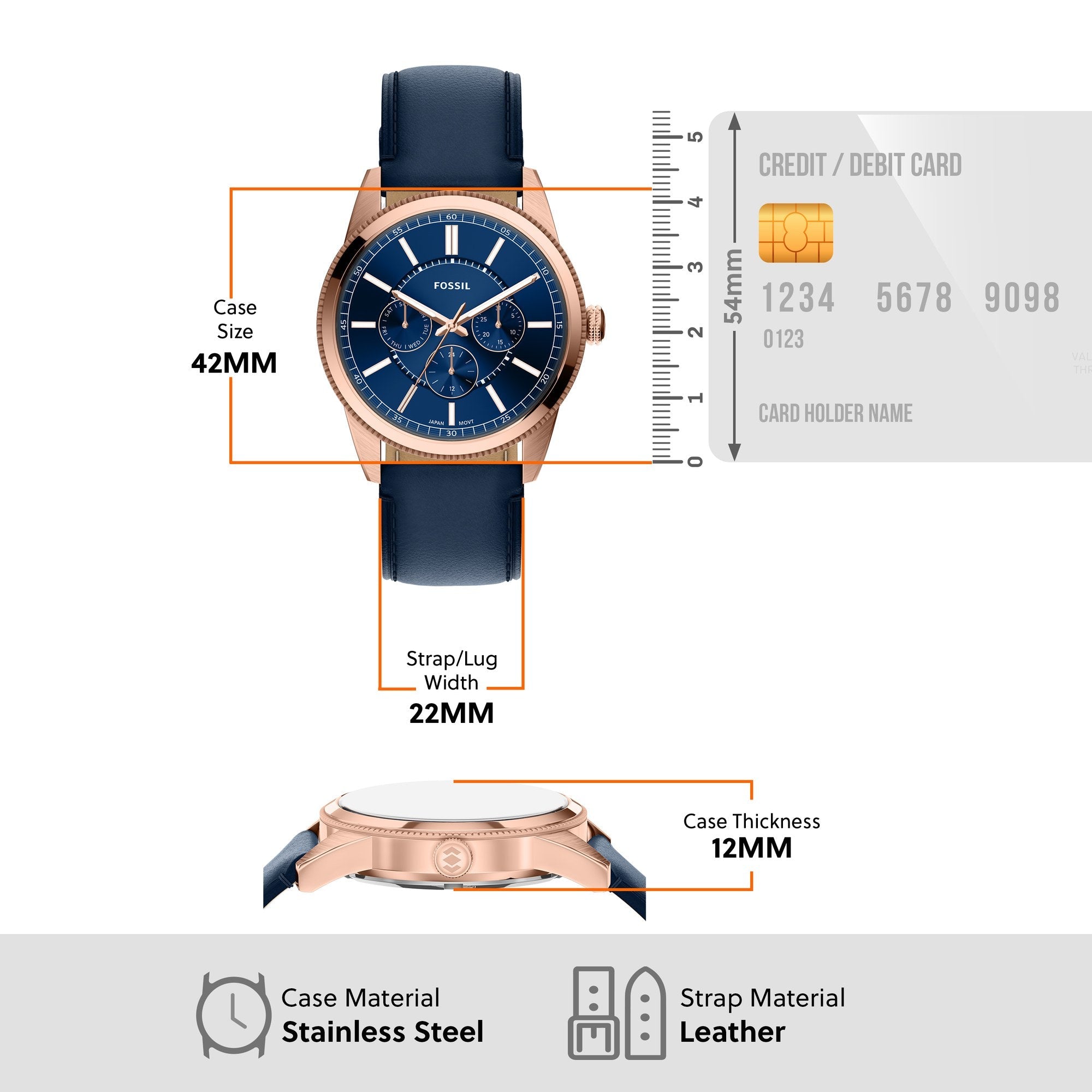 Fossil men's watch, blue dial (view 8)