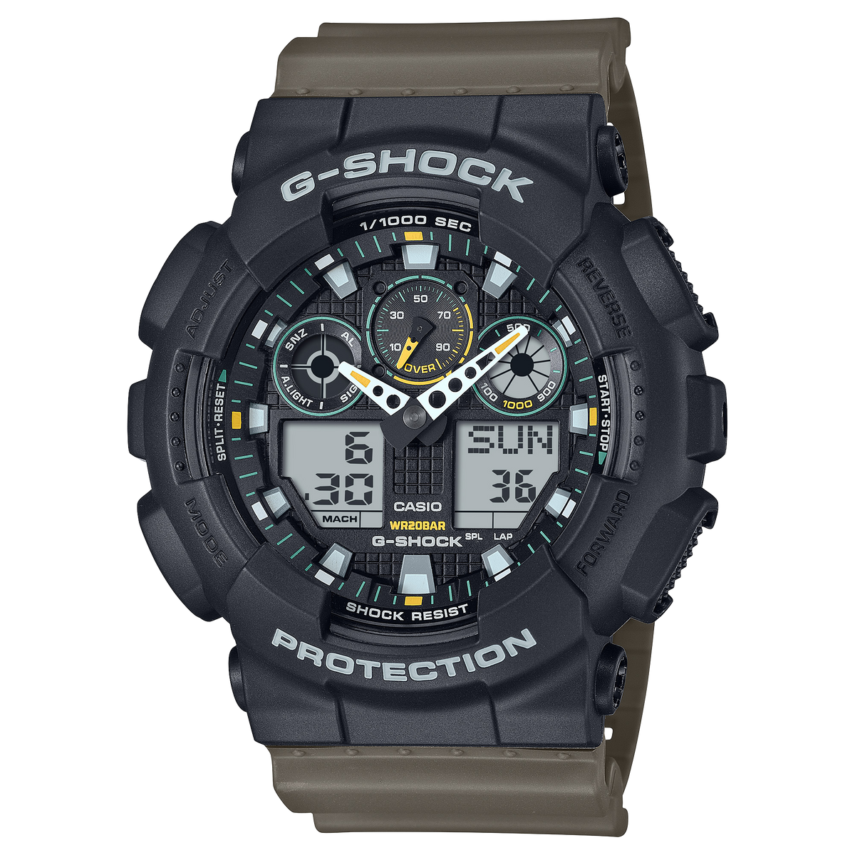 G-Shock Analog Digital Two-Tone Utility Colour Resin Band Watch GA100TU-1A3
