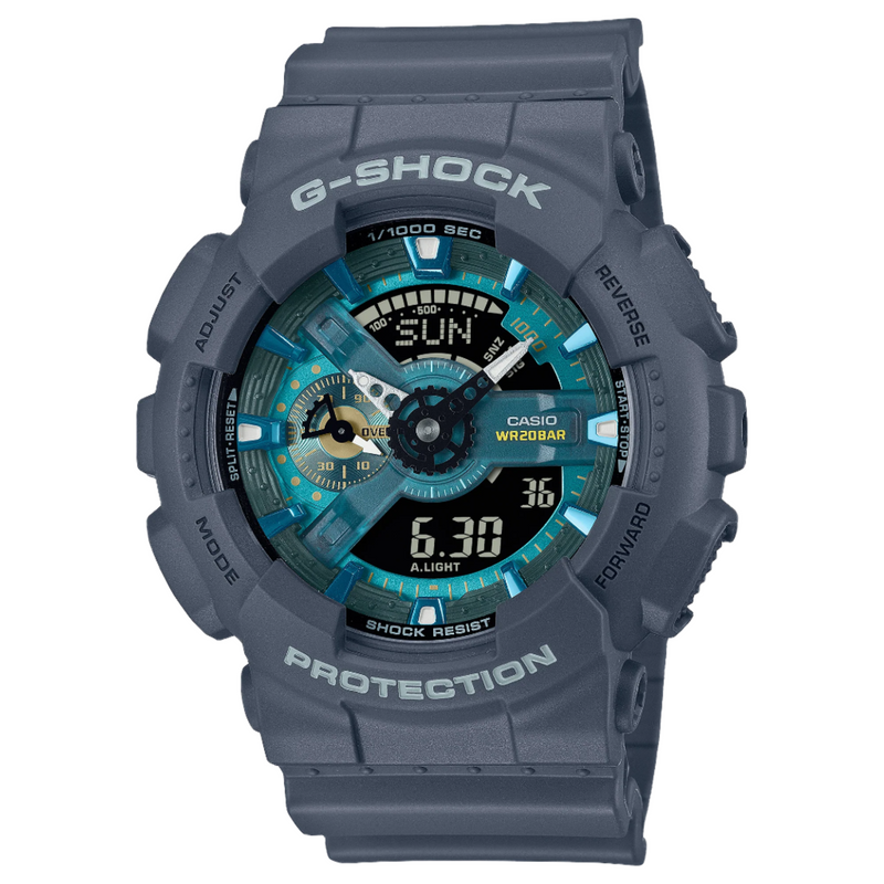 G-Shock Analog Digital 110 Series Blue Dial Black Resin Band Watch GA110AS-2A
