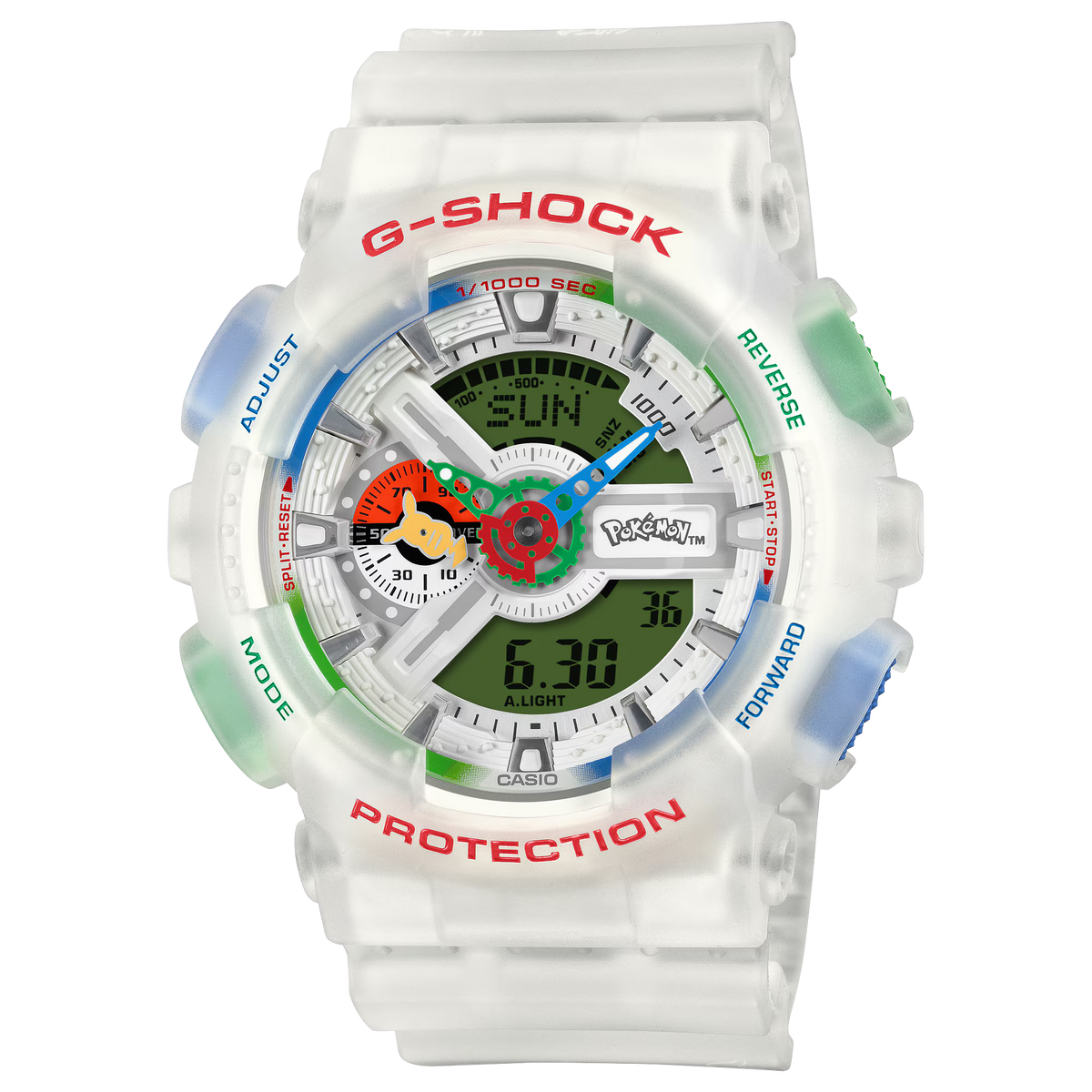 G-Shock Pokémon 30th Anniversary GA110PKM-7A white resin watch front view