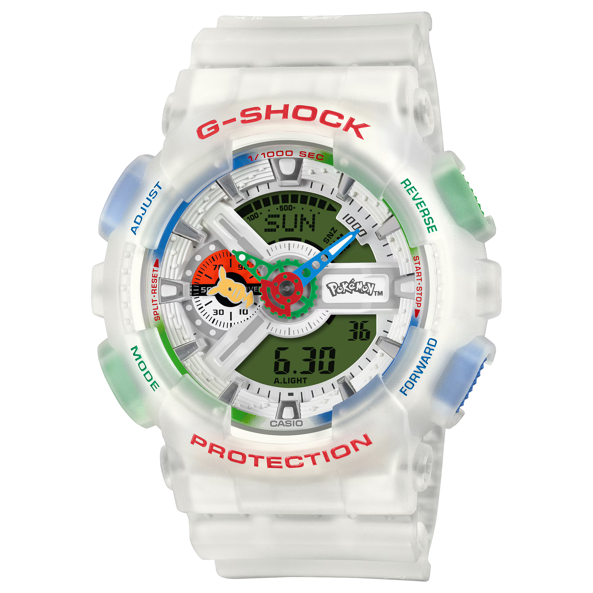 G-Shock Pokémon 30th Anniversary GA110PKM-7A white resin watch front view