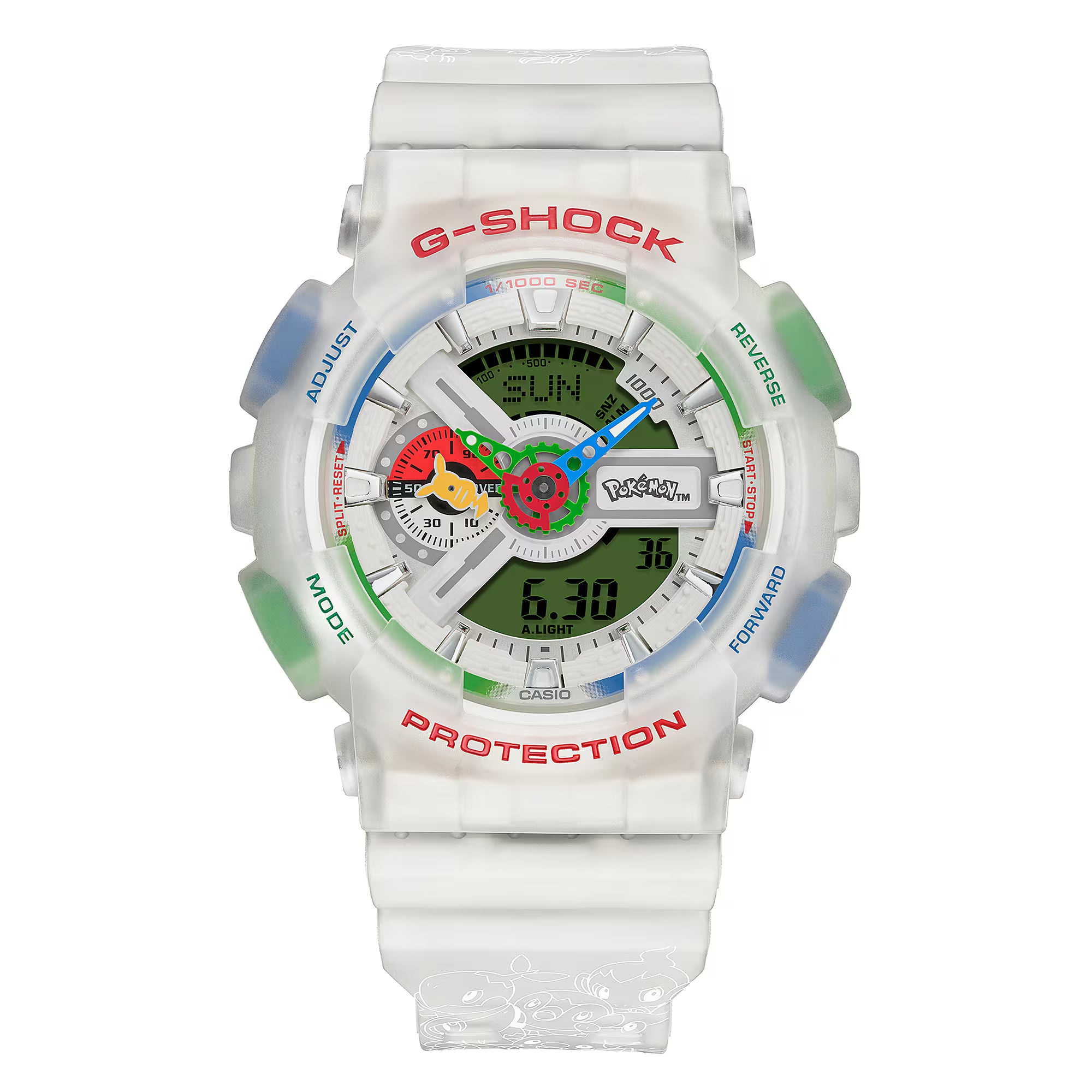 G-Shock GA110PKM-7A Pokémon watch angled view of the oversized resin case