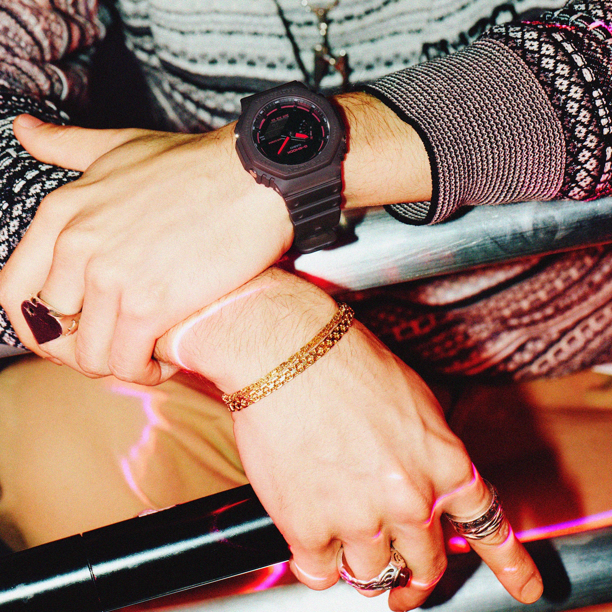 G-Shock Analog Digital Smokey Brown Resin Band Orange Orange Accents Watch GA2100K-5A