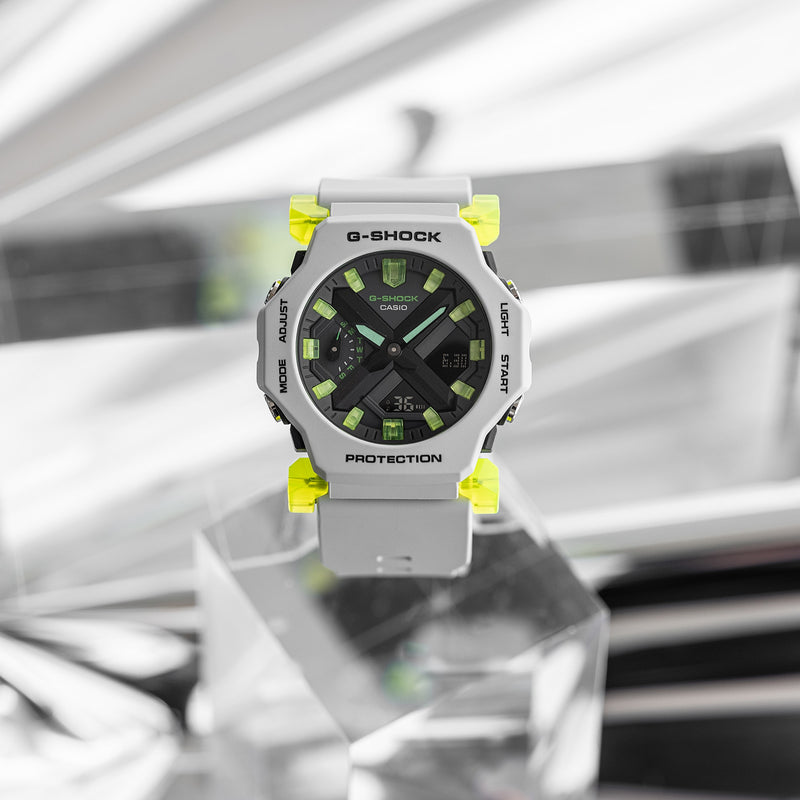 G-Shock Digital Analog Grey Dial White-Green Resin Band Watch GA2300MW-8A