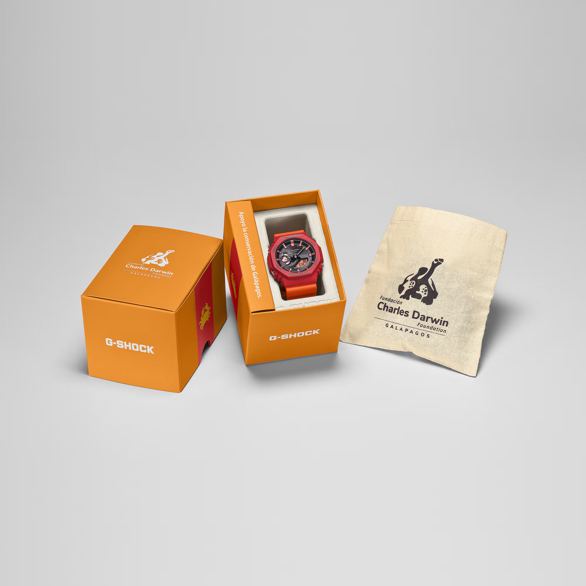 G-Shock Charles Darwin Foundation Red and Orange Watch GAB2100DF-4A