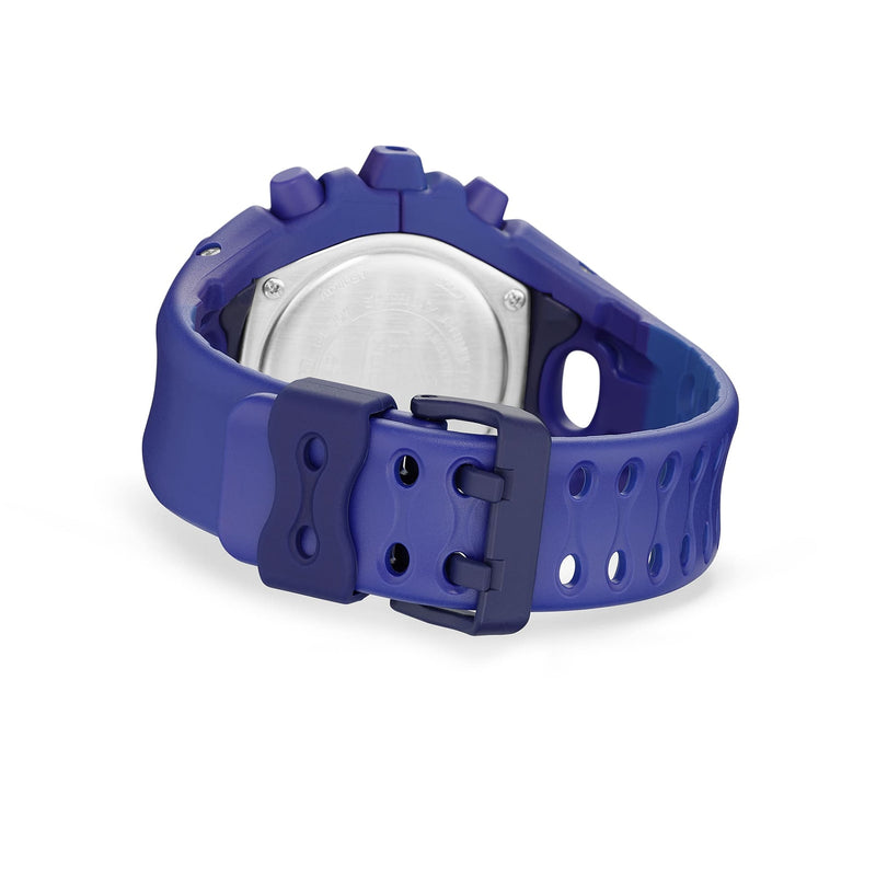 Rear view of the G-Shock Ultimate Toughness Purple Watch GAV01-2A with durable resin band and bold design.