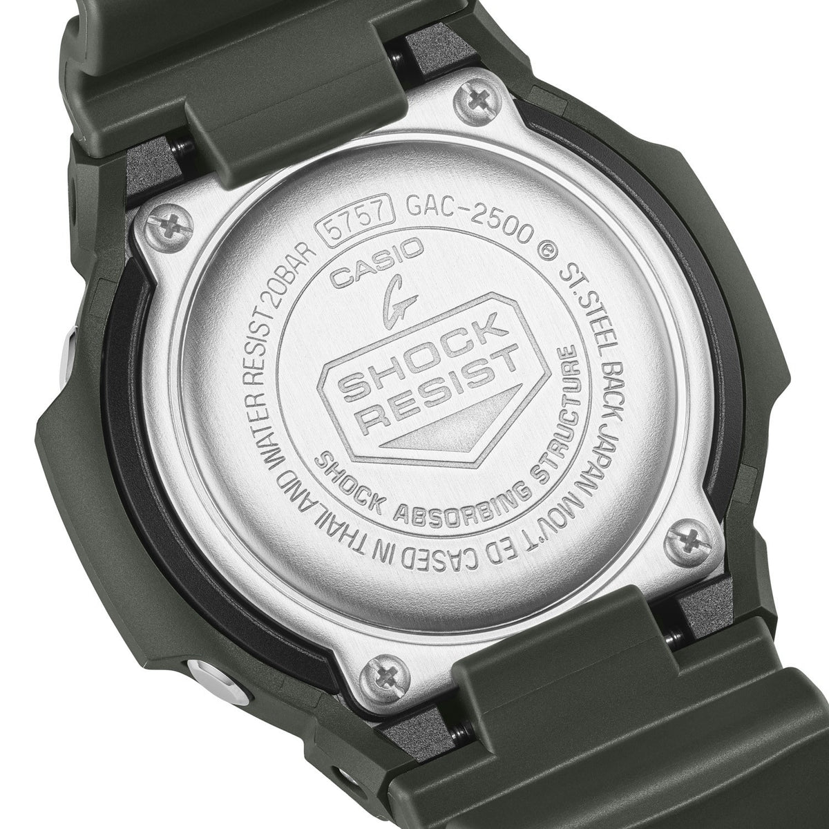 G-Shock 2500 Series Dark Green GAC2500-3A analogue watch, product shot