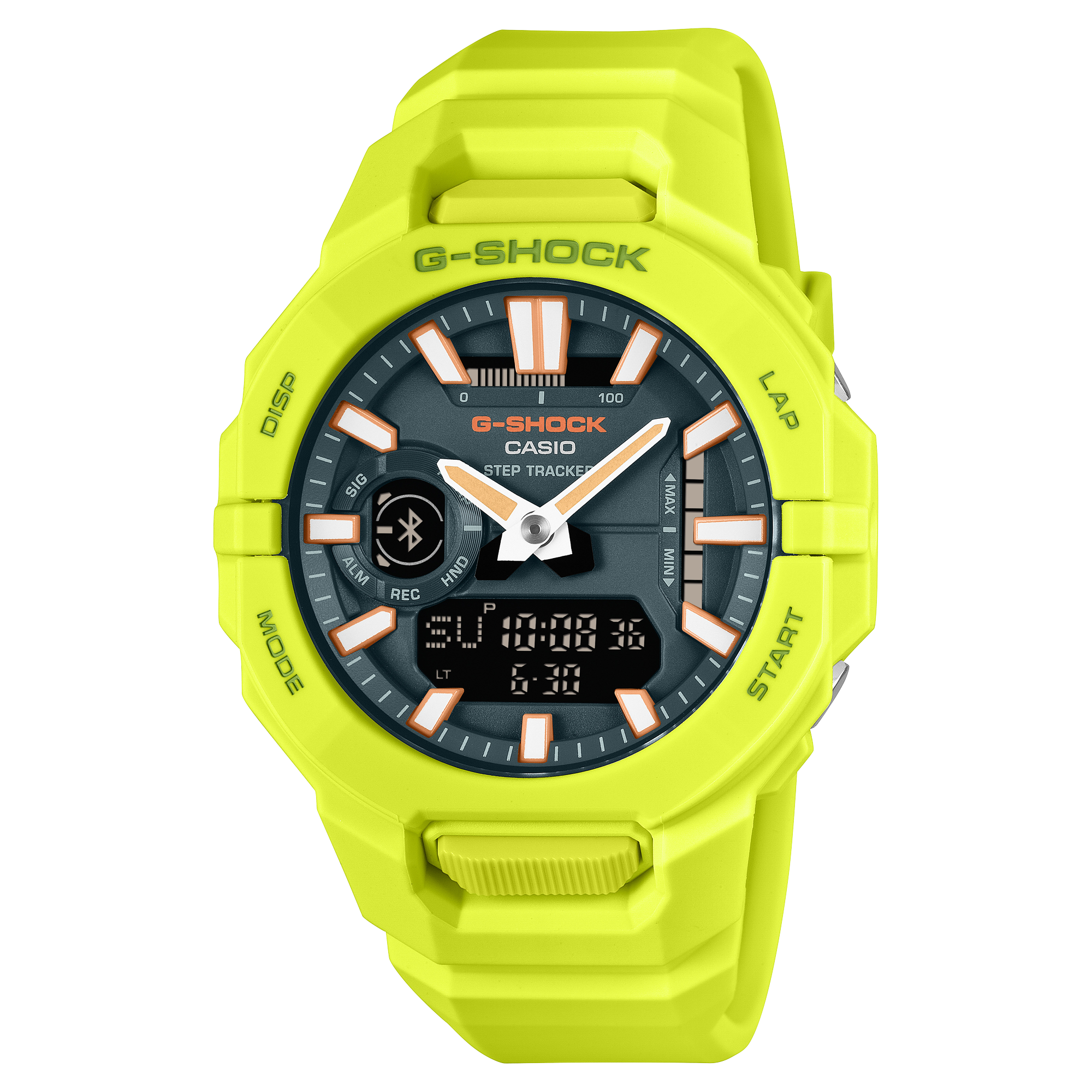 G-Shock MOVE GBA950-9A3 green dial on a green resin band, shown straight on.