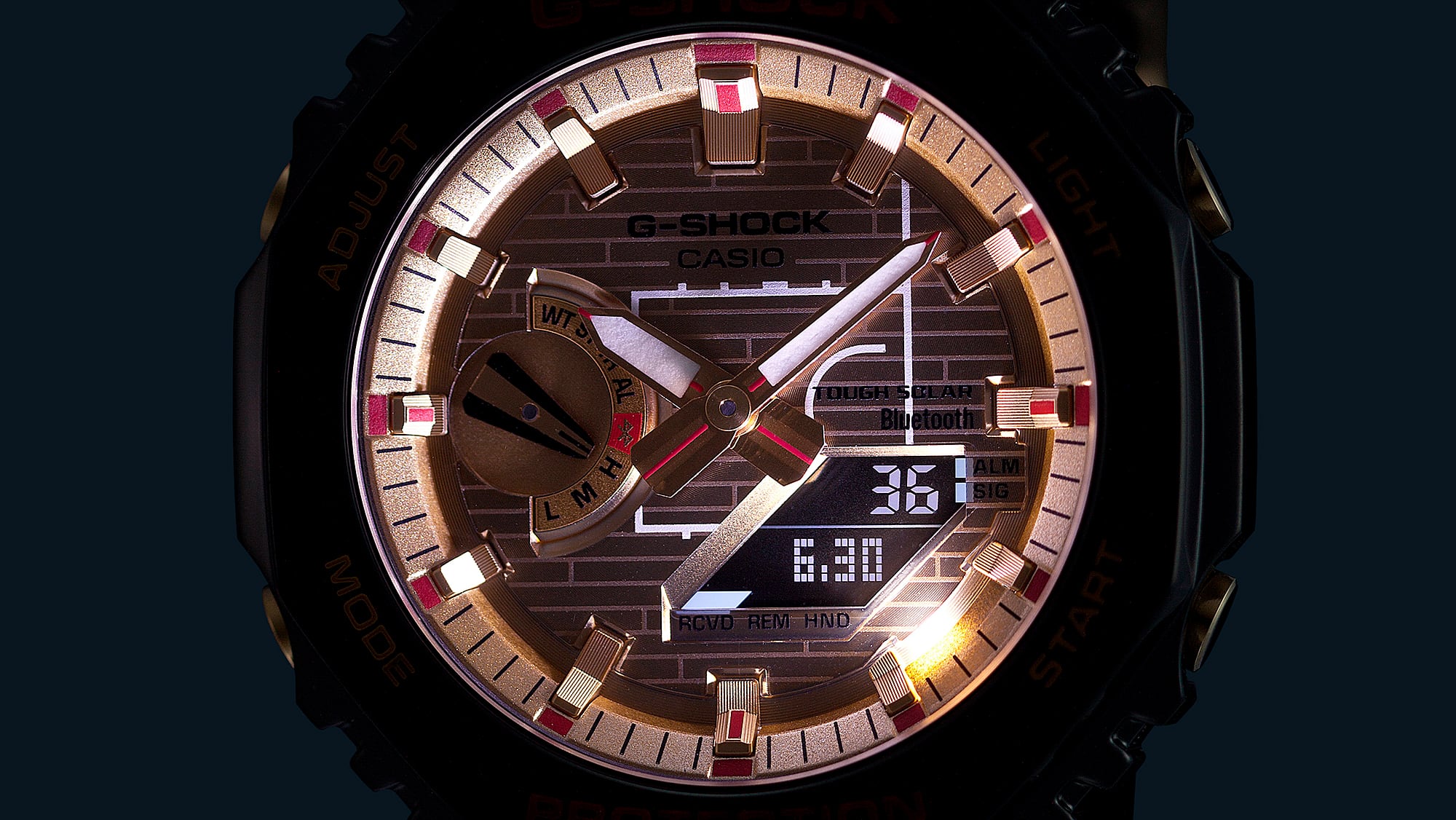 G-Shock G-Steel 2100 Series Gold Dial Black Resin Band Watch GBM2100RH-1A