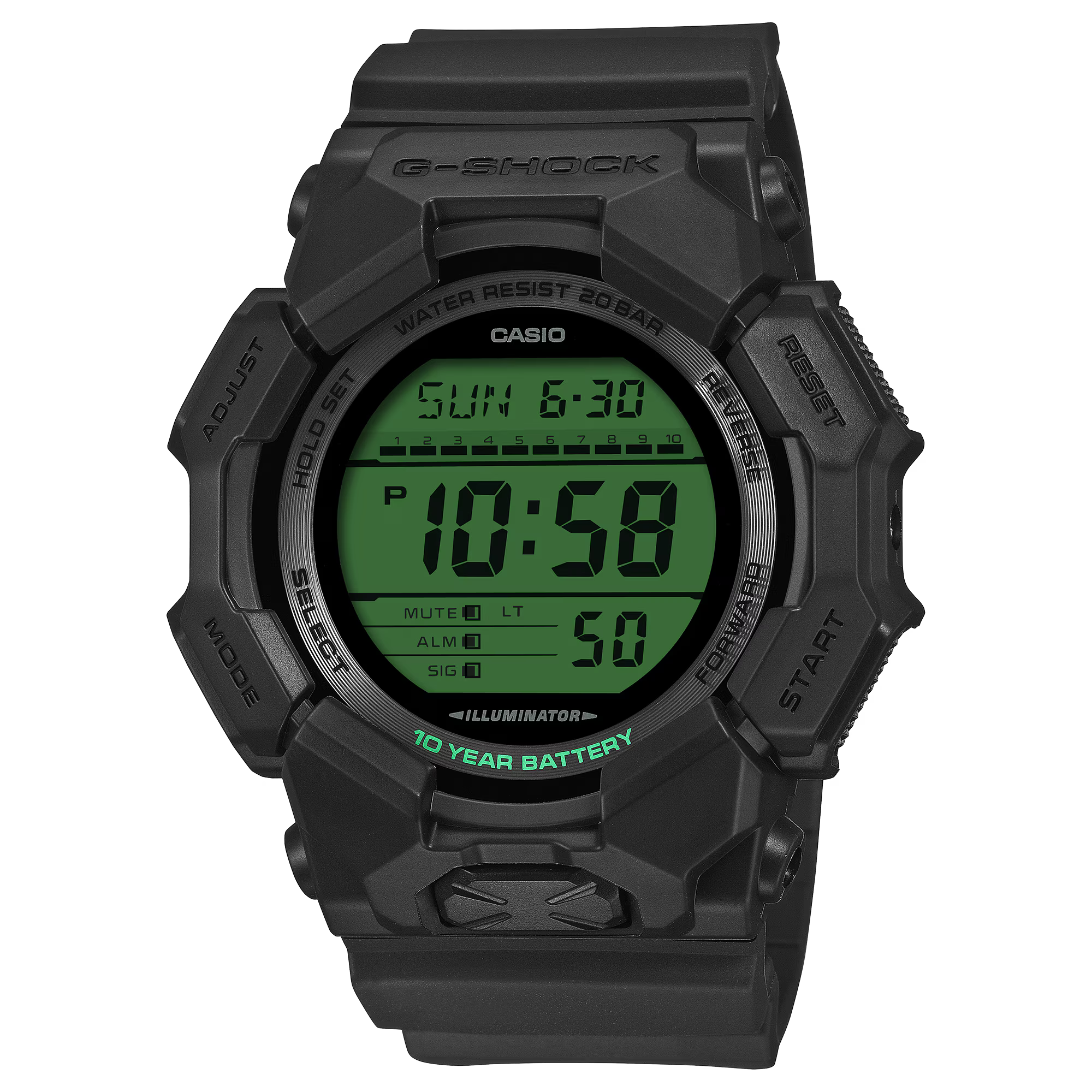 G-Shock Analog Digital Green Dial Black Resin Band 10 Year Battery Watch GD010BEG-1D