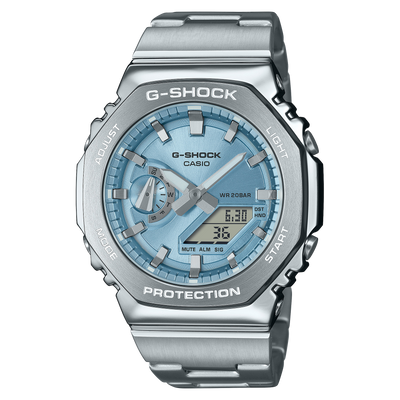 G Shock G Steel 2100 Series Blue Dial Stainless Steel Watch GM2110D 2A