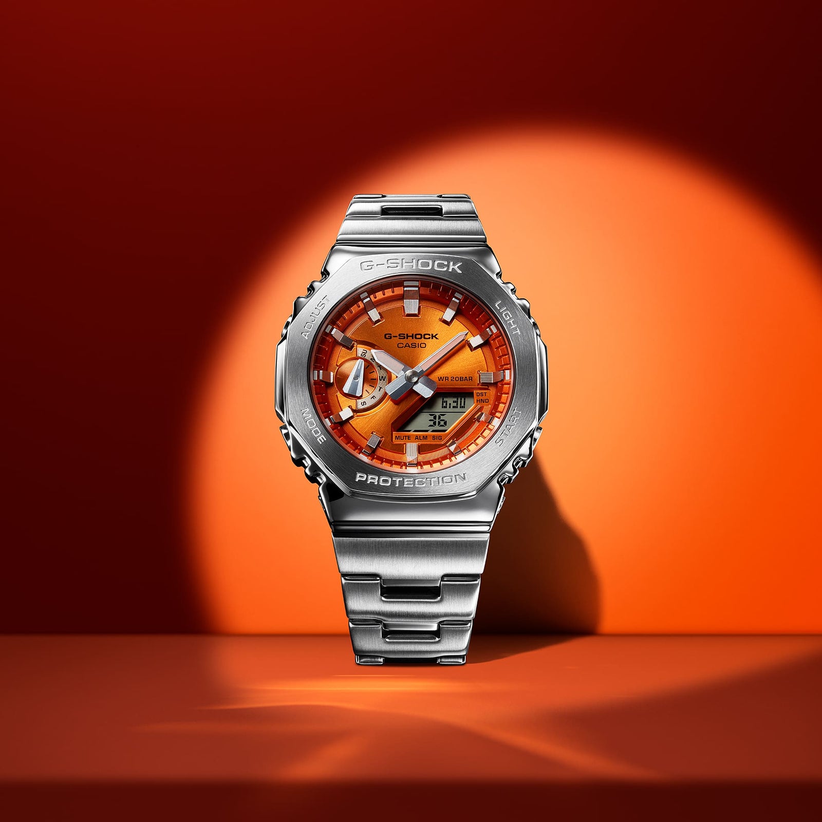 G Shock G Steel 2100 Series Orange Dial Watch Watch Direct