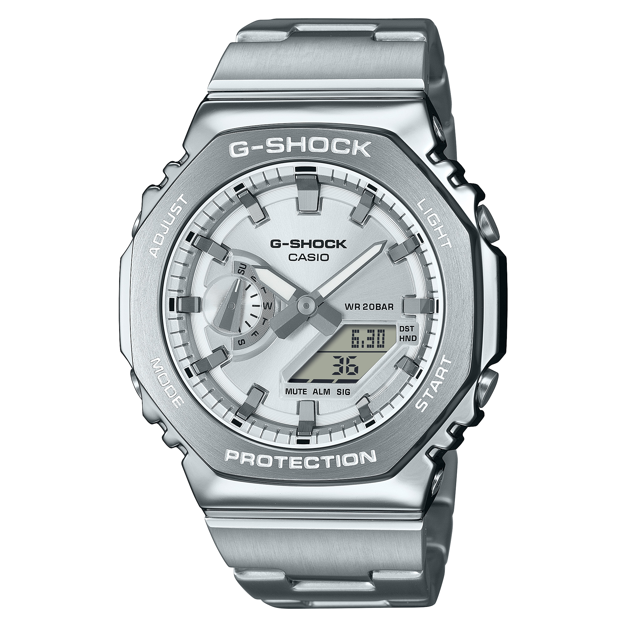 G-Shock G-Steel 2100 Series Silver Dial Stainless Steel Watch GM-2110D-7A