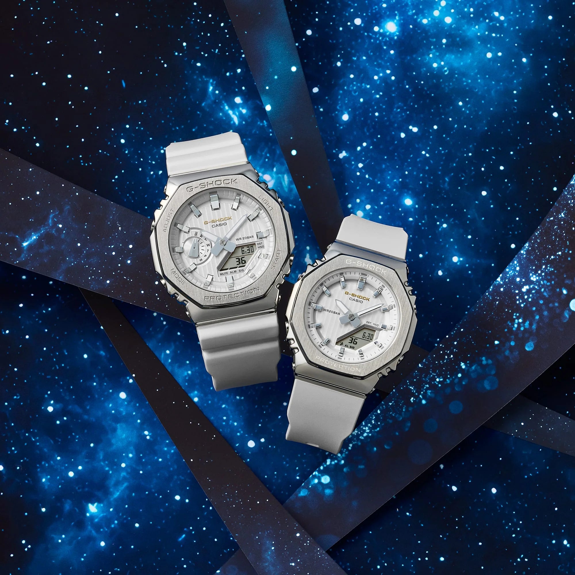 G-Shock Duo Metal White Dial and Rubber Band Watch GM2110SH-7A