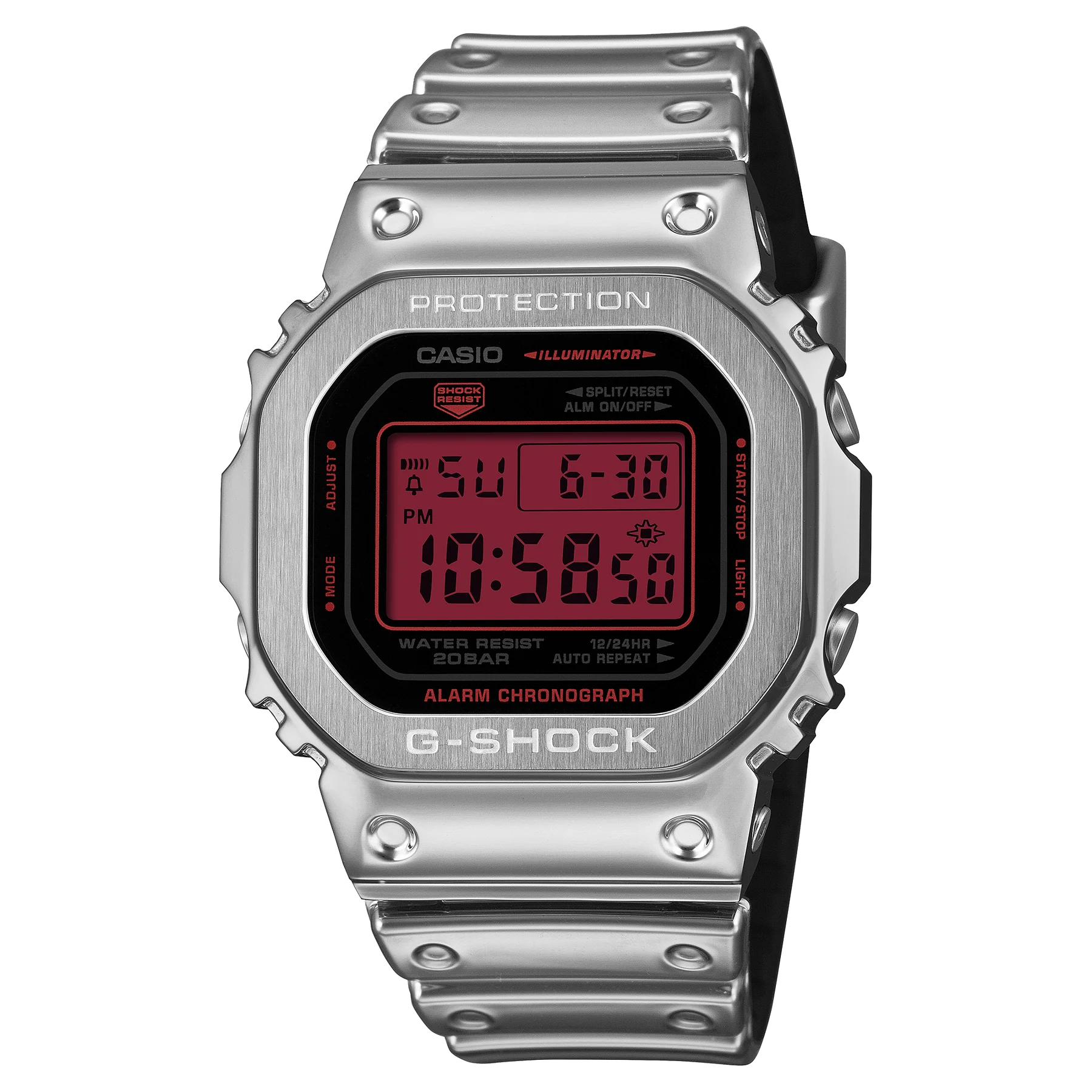 G-Shock Digital Fine Metallic Series Silver Resin Band Stainless Steel Case Watch GM5600YRA-8D