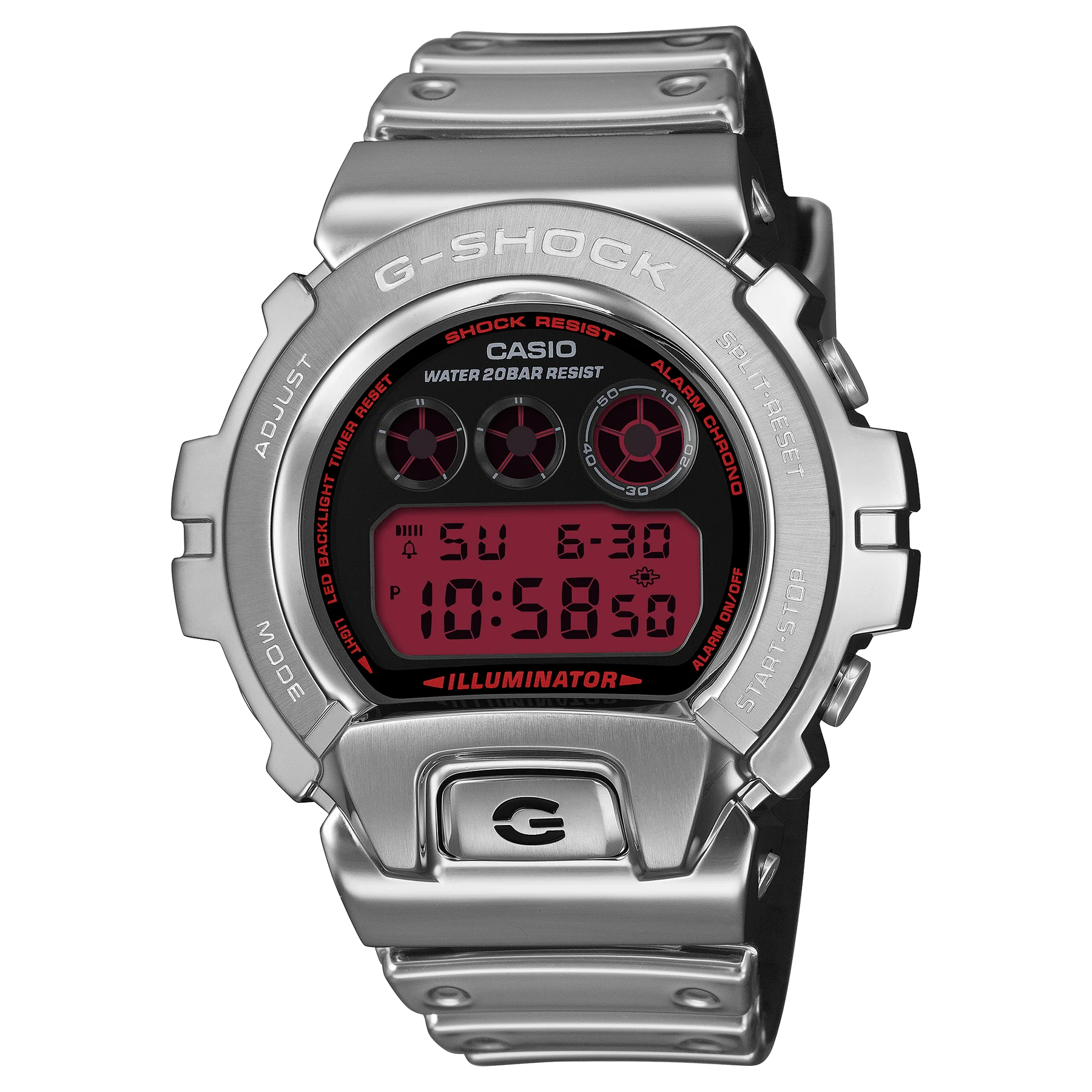 G-Shock Digital Fine Metallic Series Silver Resign Band Stainless Steel Case Men's Watch GM6900YRA-8D