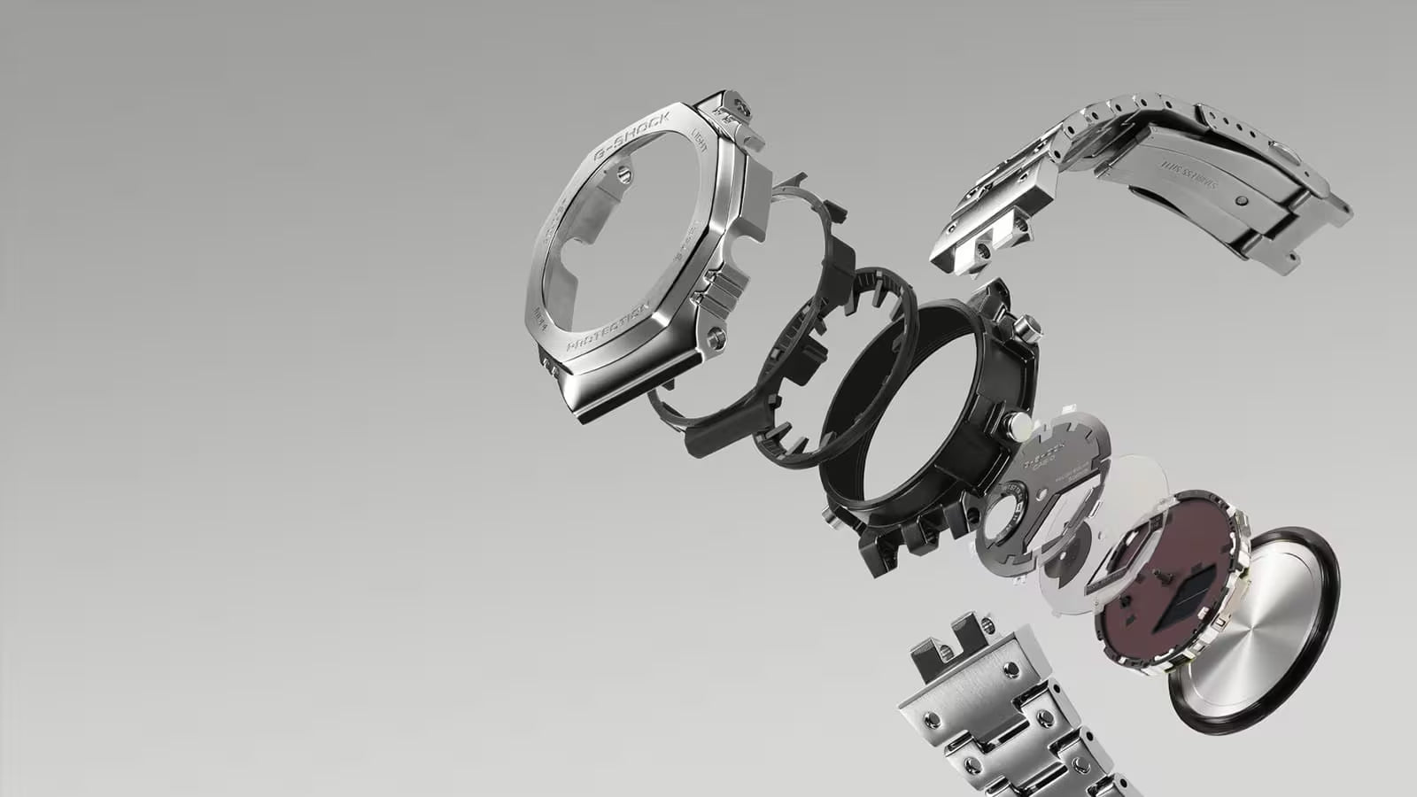 G-Shock Solar CasiOak Silver and Black Full Metal Bluetooth GMB2100BT-1A