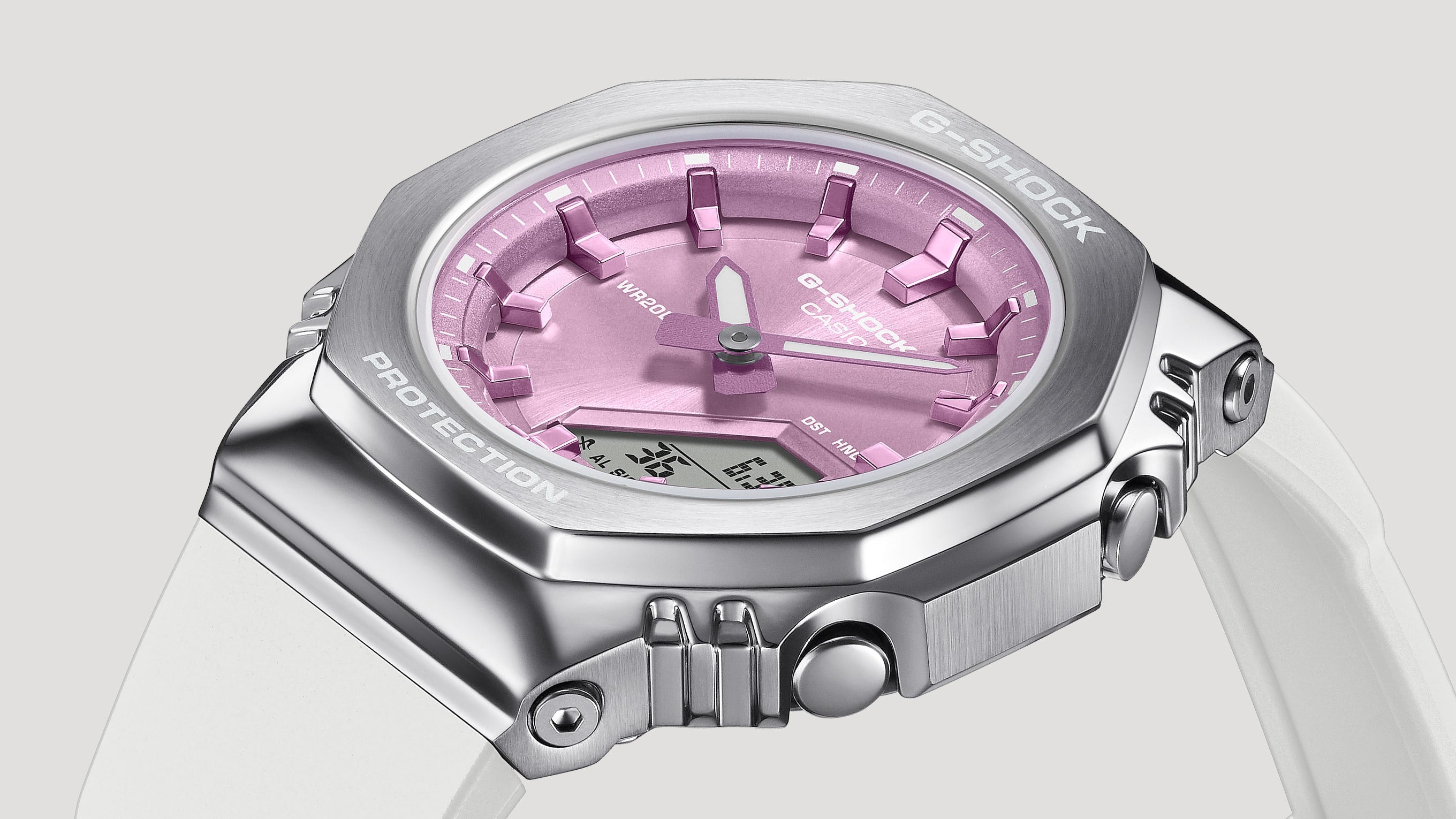G-Shock GMS2110-7A6 White Resin Band Pink Dial Watch