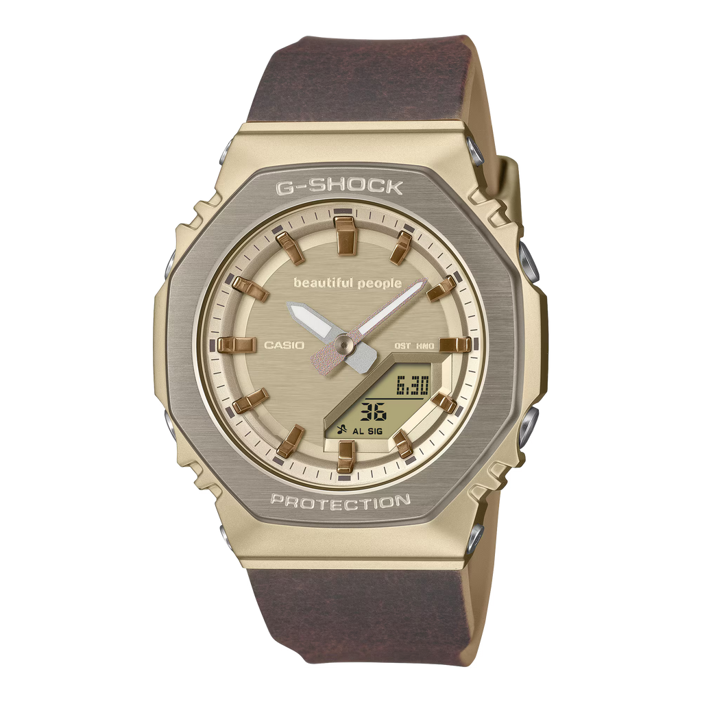 G-Shock x Beautiful People Golden Dial Brown Resin Band Watch GMS2110B