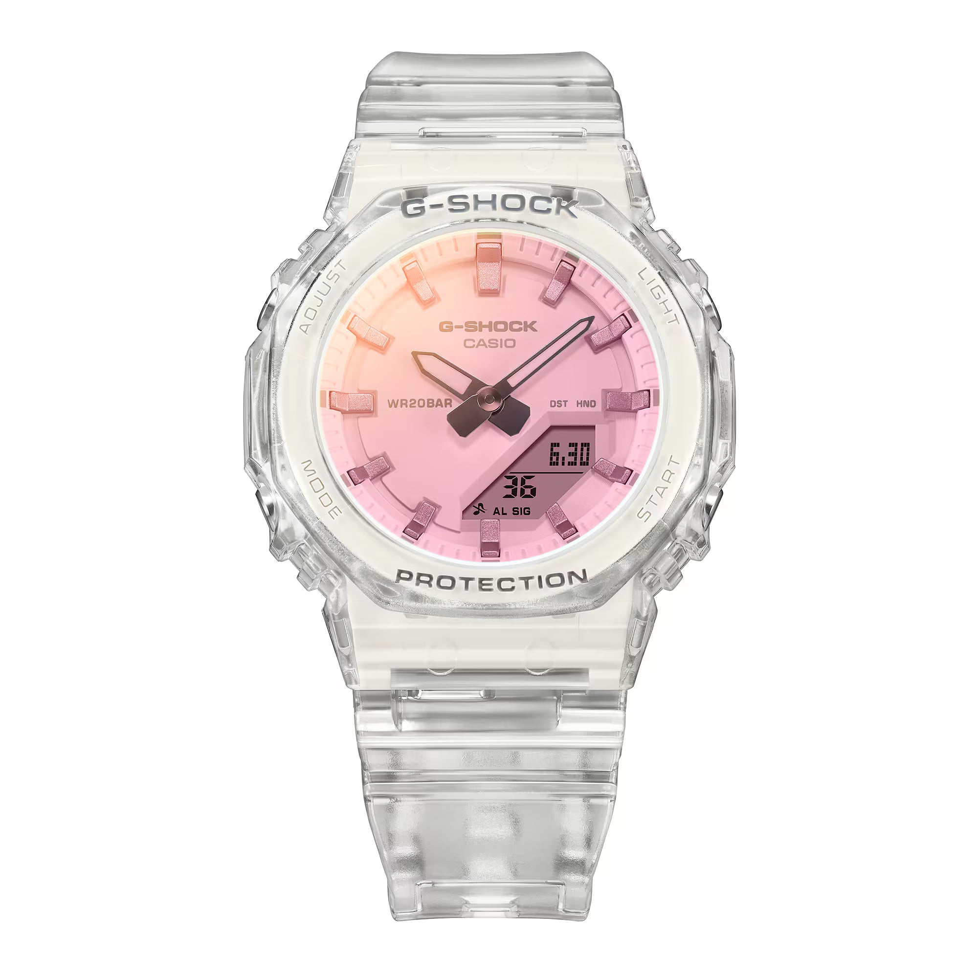 G-Shock Slim CasiOak Digital Transparent Pink Dial Watch GMAP2100SR-7A