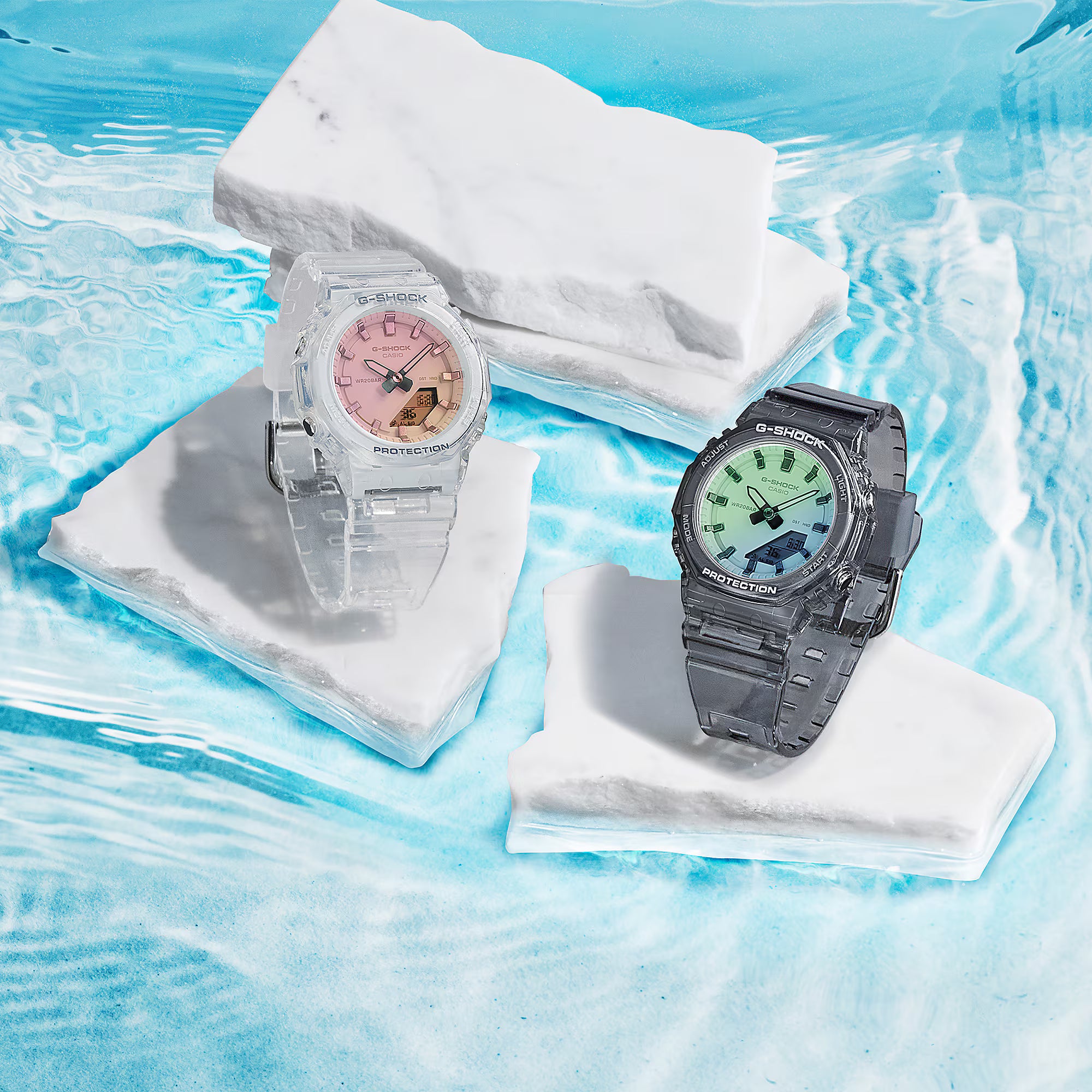 G-Shock Slim CasiOak Digital Transparent Pink Dial Watch GMAP2100SR-7A