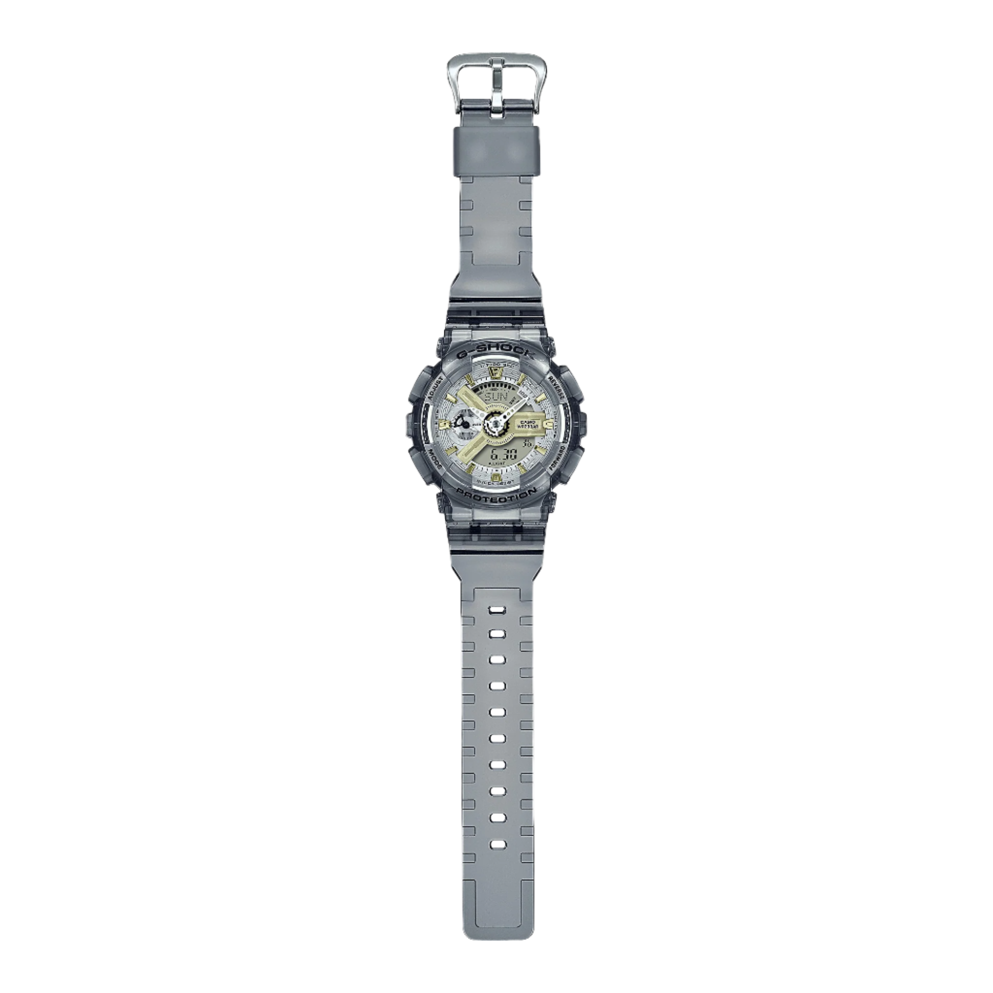 G-Shock Analog Digital Grey Dial Transparent Resin Band Watch GMAS110GS-8A