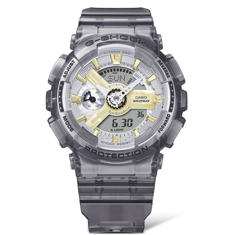 G-Shock Analog Digital Grey Dial Transparent Resin Band Watch GMAS110GS-8A