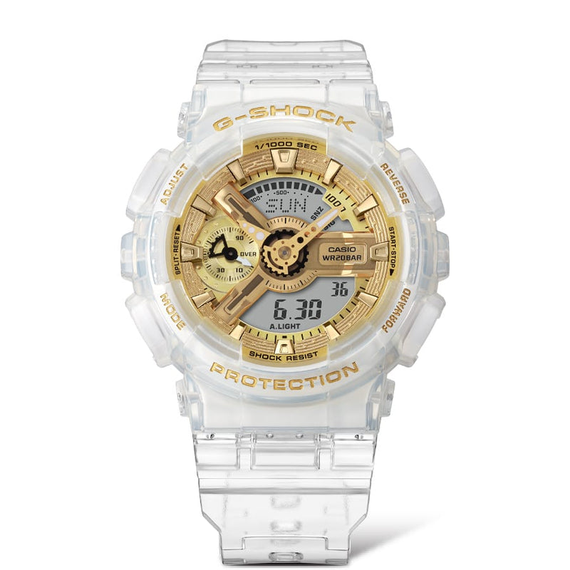 G-Shock Digital Transparent Gold Resin Watch GMAS110SG-7A