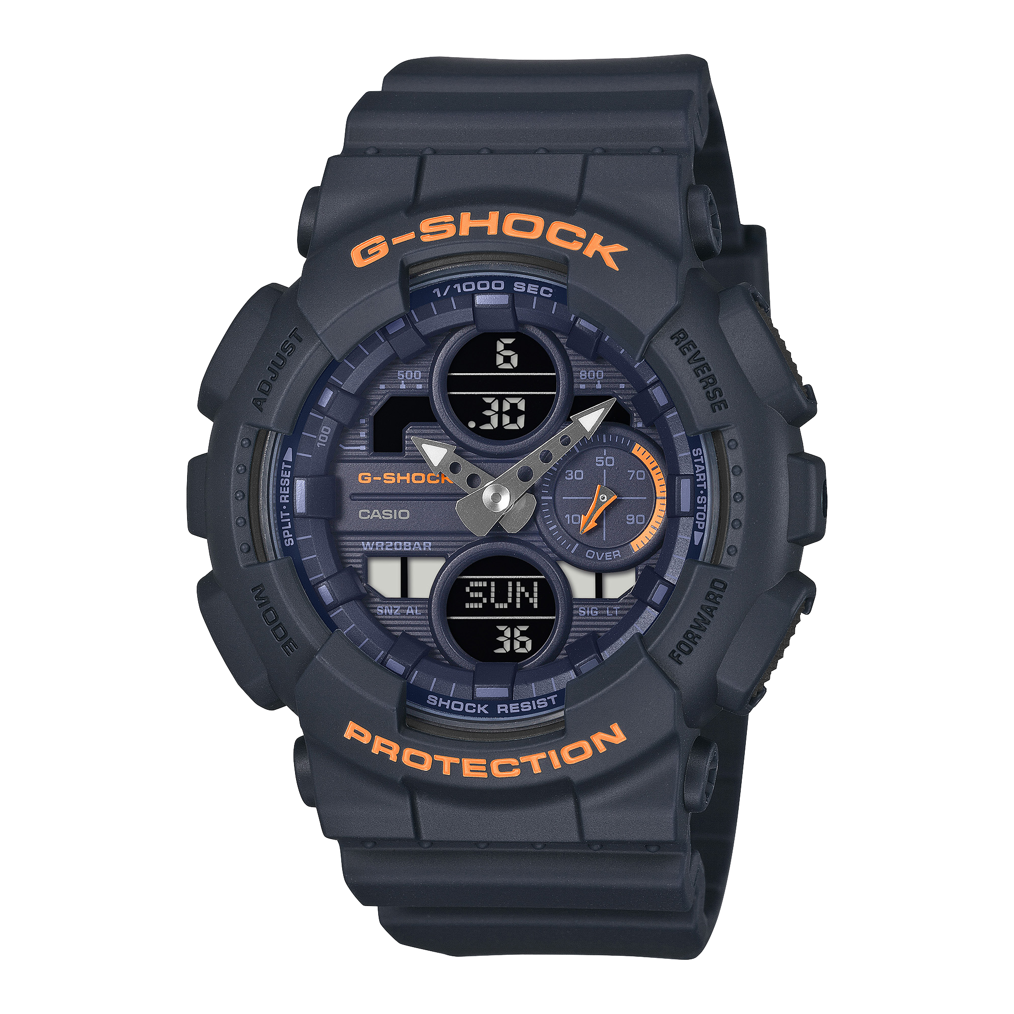 G-Shock Analog Digital Blue Dial Black Resin Band Watch GMAS140-2A2