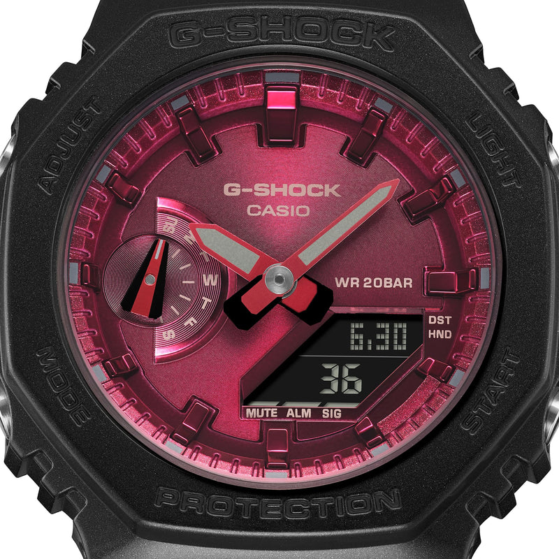 G-Shock Analog-Digital Pink Dial Black Resin Band Watch GMAS2100RB-1A